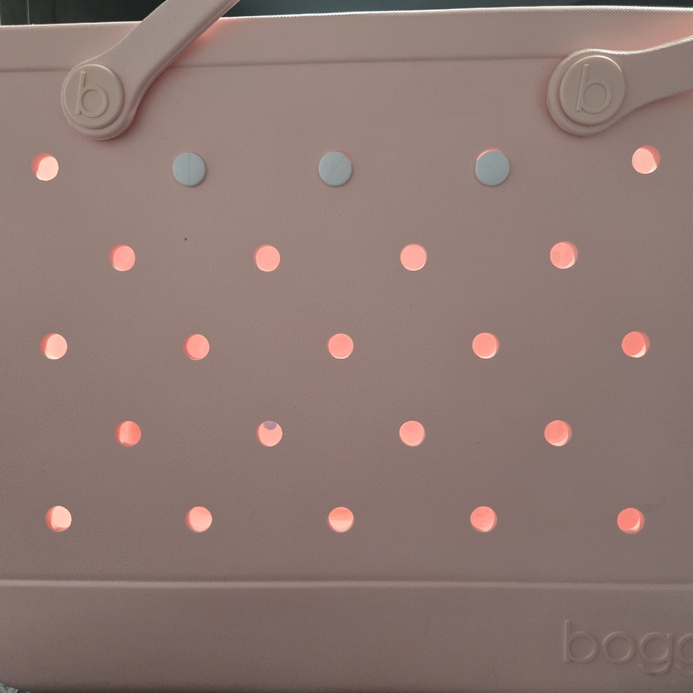 BOGG BAG Pink Tote with Light Blue Accents